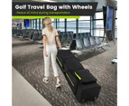 Costway Rolling Golf Aviation Bag Lightweight Golf Club Bag Portable Golf Travel Bag w/Wheels, Black