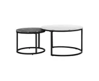 Oikiture Set of 2 Coffee Table Round Nesting Side End Table White & Black