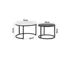 Oikiture Set of 2 Coffee Table Round Nesting Side End Table White & Black