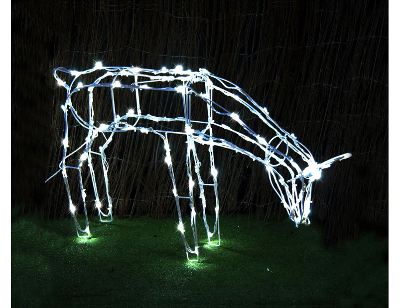 Stockholm Christmas Lights 100 LEDs Feeding Reindeer Cool White Outdoor Garden