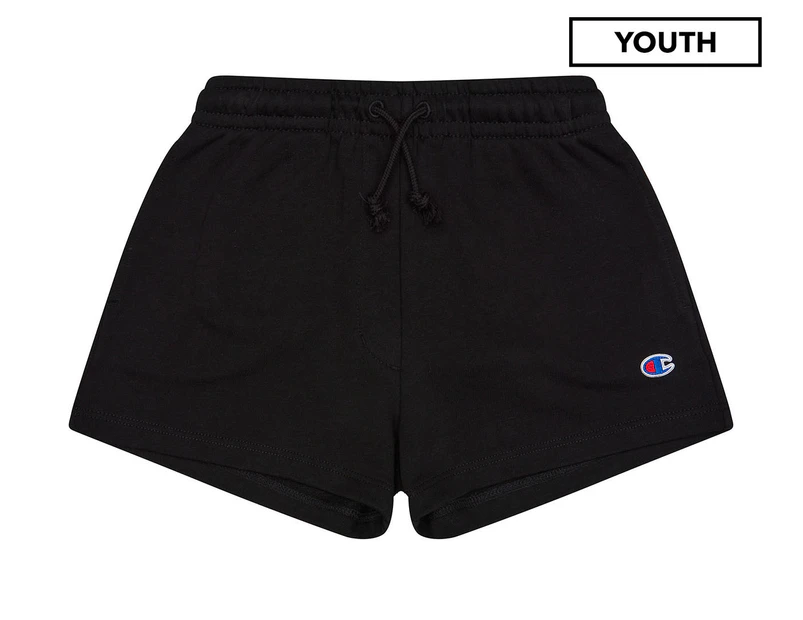 Champion Youth Girls' French Terry Script Shorts - Black