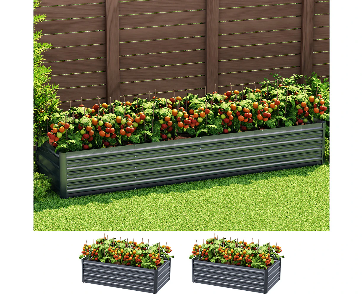 Green Fingers Garden Bed 240X80X45cm Planter Box Raised Container Galvanised Herb