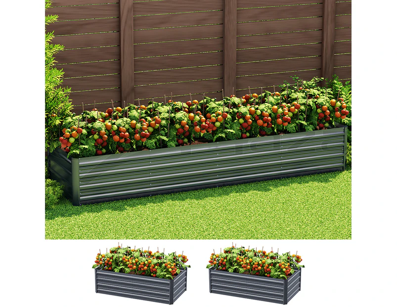 Green Fingers Garden Bed 240X80X45cm Planter Box Raised Container Galvanised Herb