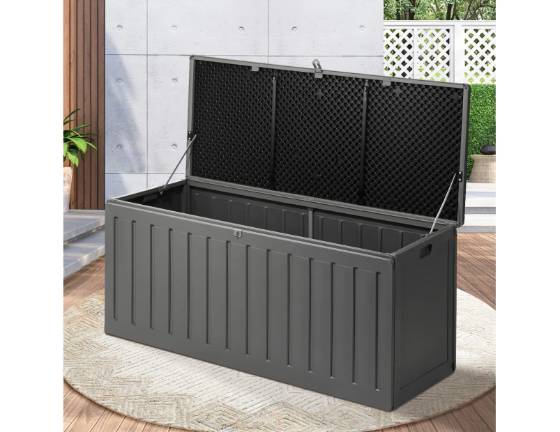 Livsip Outdoor Storage Box Bench 490L Cabinet Container Garden Deck Tool Grey