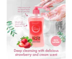 Swosh 4PCE Hand Wash Moisturising Liquid Strawberries & Cream Scented 500ml