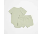 Target Baby Organic Cotton Bodysuit Shorts and Bib 3 Piece Set - Green