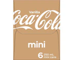Coca-Cola Vanilla Soft Drink Mini Can Multipack 6 x 250 ml