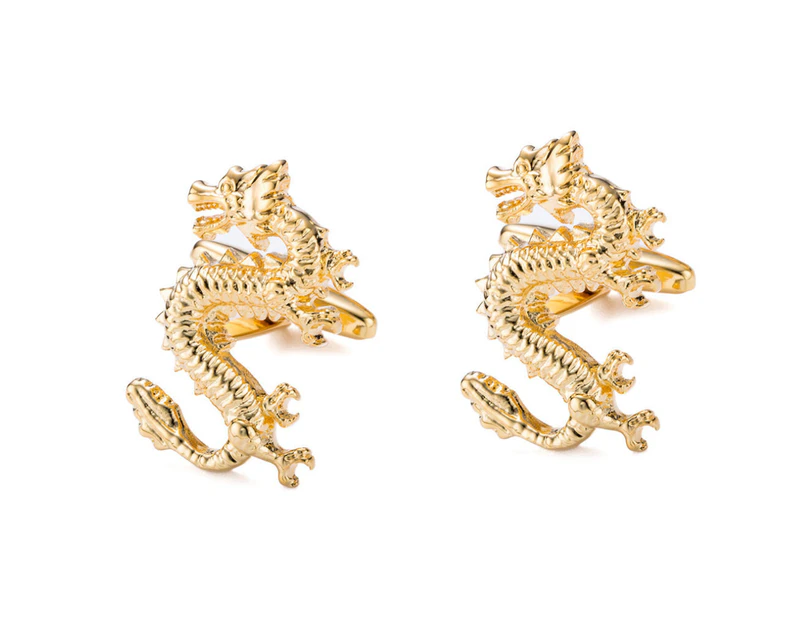 Kings Collection Gold Dragon Cufflinks Men Formal Suit Accessories Cuff Buttons Clothing Accessories - Gold