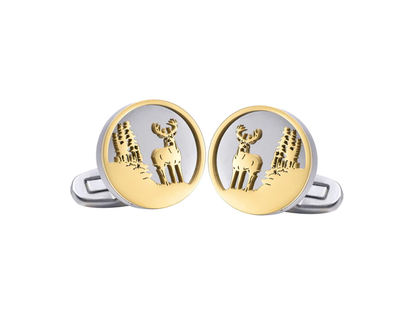 Kings Collection Forest Elk Cufflinks Men Formal Suit Accessories Cuff Buttons Clothing Accessories - Silver