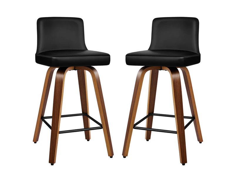 ALFORDSON Set of 2 Bailey Mid-back Bar Stools (Black)