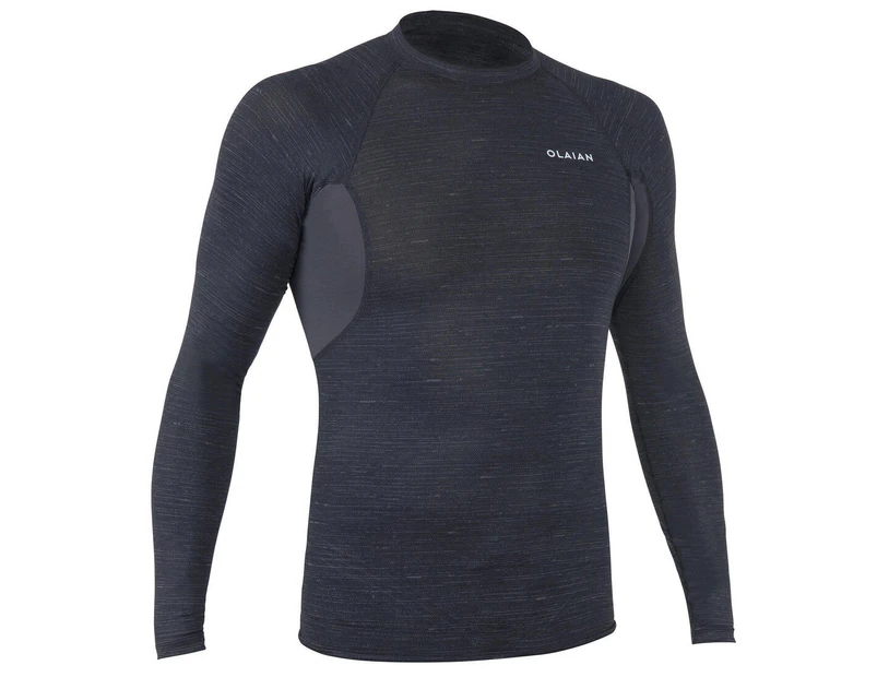 DECATHLON OLAIAN Men's Surfing T-Shirt UV Protection Long Sleeve - 900 Black