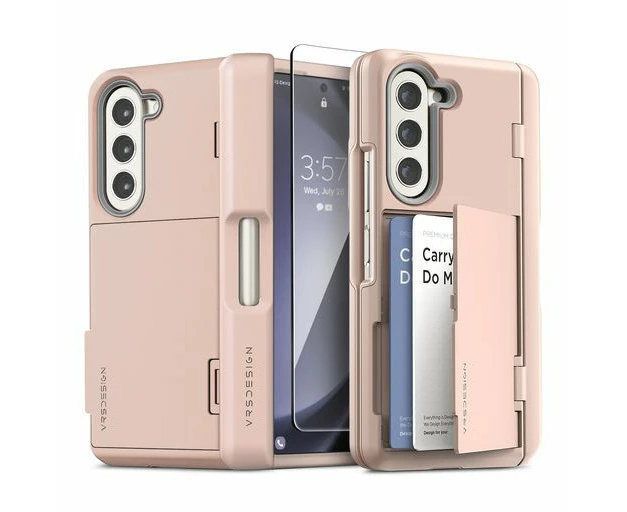 VRS DESIGN Galaxy Z Fold 5 Case, Genuine VRS DESIGN Terra Guard Modern Go S Pen Cover for Samsung - Pink Sand