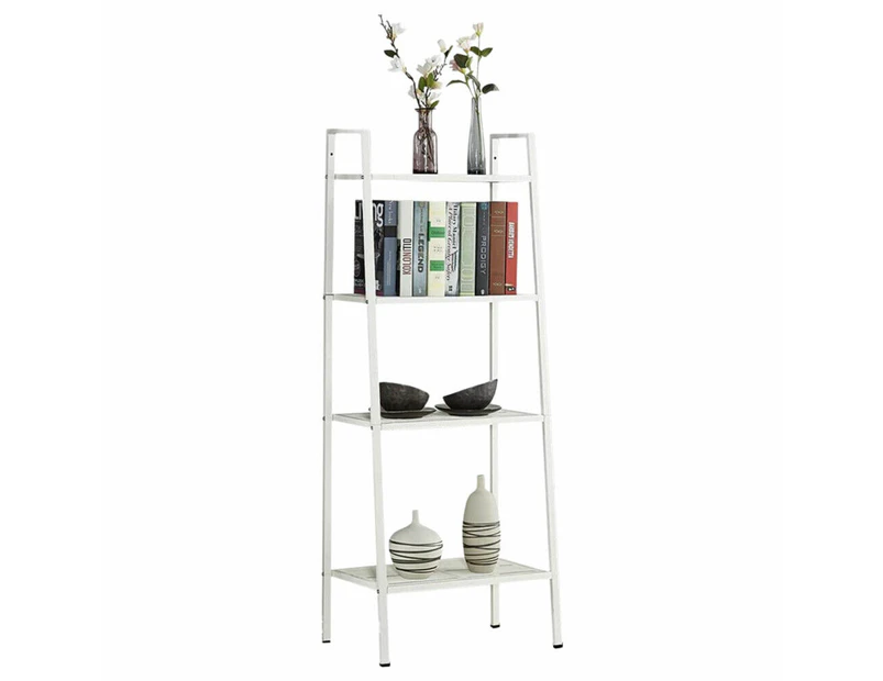 4 Tier Display Cabinet Shelf Storage Bookshelf Ladder Stand Rack White