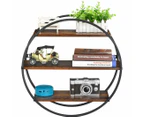 Floating Shelves 3 Tier Decorative Geometric Circle Metal and Wood Wall Shelves