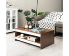 Coffee Table Wood 2-Tier Rectangular Coffee Table W/Storage Shelf Living Room