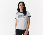 Nike Women's Dri-FIT Swoosh Run Short Sleeve Tee / T-Shirt / Tshirt - Grey/Blue