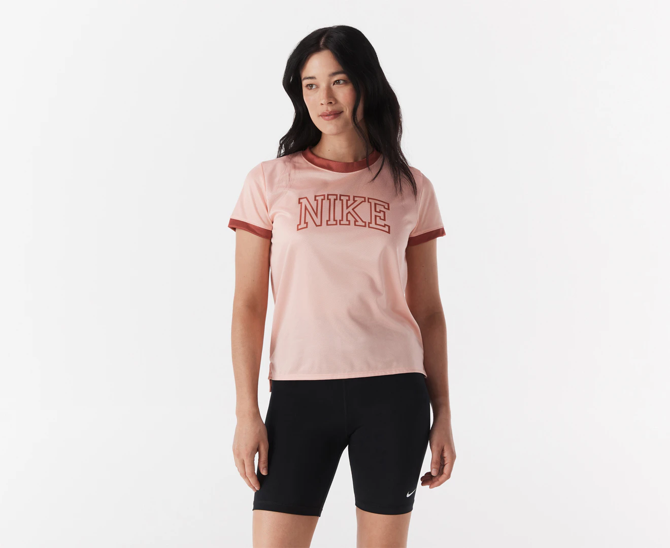 Nike Women's Dri-FIT Swoosh Run Short Sleeve Tee / T-Shirt / Tshirt - Rust/Canyon