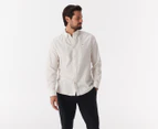 Tommy Hilfiger Men's Pigment Dyed Linen Shirt - White Suede
