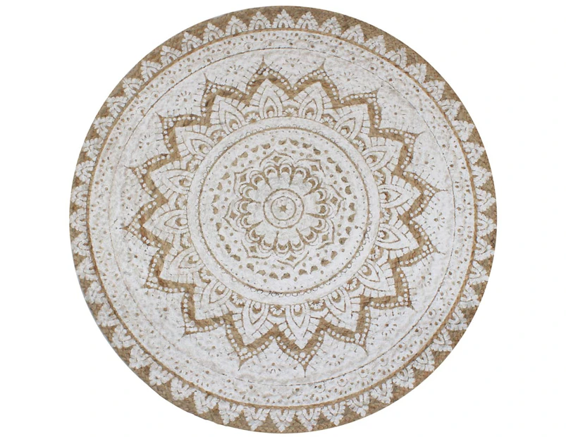 vidaXL Area Rug Braided Jute Printed Round Floor Carpet Mat 90/120/150 cm