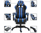 vidaXL Gaming Chair with Footrest Blue Faux Leather