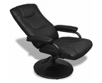 vidaXL TV Armchair with Footstool Black Faux Leather