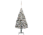 vidaXL Artificial Christmas Tree LEDs&Ball Set&Flocked Snow Green 300 cm