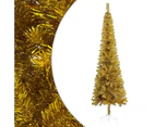 vidaXL Slim Christmas Tree with LEDs&Ball Set Gold 120 cm
