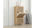 Shoe Cabinet Brown 52x25x115 cm Engineered Wood and Natural Rattan
