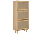 vidaXL Shoe Cabinet Brown 52x25x115 cm Engineered Wood and Natural Rattan