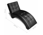 vidaXL Chaise Longue with Pillow Black Faux Leather
