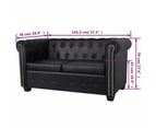 vidaXL Chesterfield 2-Seater Artificial Leather Black