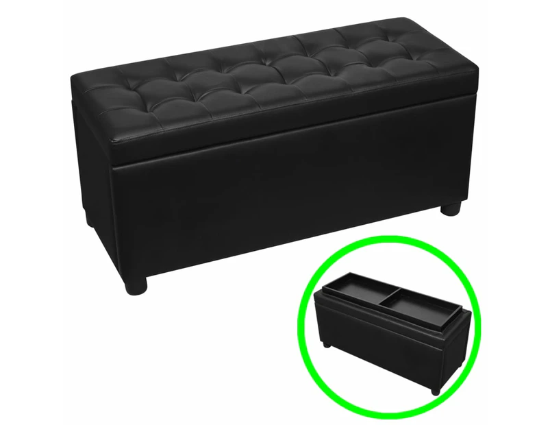 Storage Ottoman Artificial Leather Black