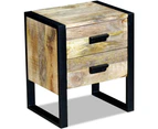 vidaXL Side Table with 2 Drawers Solid Mango Wood 43x33x51 cm