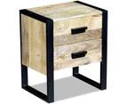 vidaXL Side Table with 2 Drawers Solid Mango Wood 43x33x51 cm