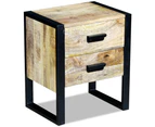 vidaXL Side Table with 2 Drawers Solid Mango Wood 43x33x51 cm