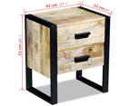 vidaXL Side Table with 2 Drawers Solid Mango Wood 43x33x51 cm