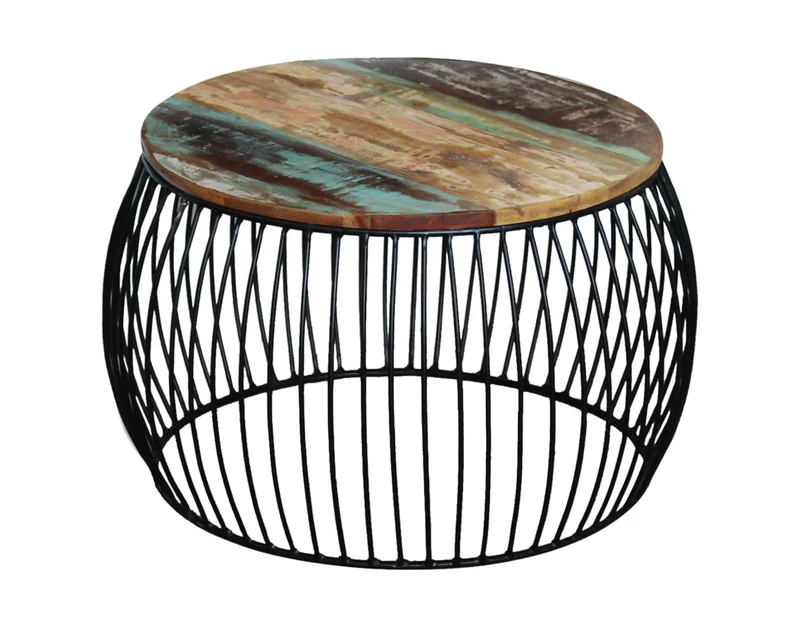 vidaXL Coffee Table Round Solid Reclaimed Wood 68x37 cm