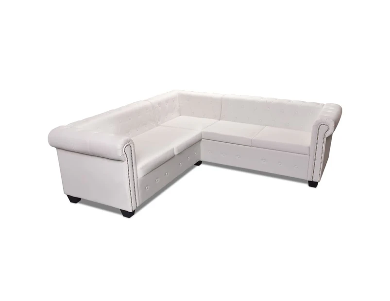 vidaXL Chesterfield Corner Sofa 5-Seater Artificial Leather White