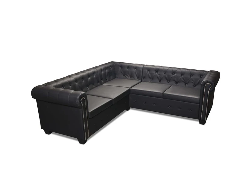 vidaXL Chesterfield Corner Sofa 5-Seater Artificial Leather Black