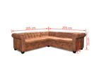 vidaXL Chesterfield Corner Sofa 5-Seater Artificial Leather Brown
