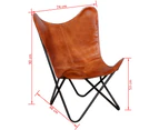 vidaXL Butterfly Chair Brown Real Leather