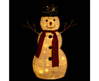 vidaXL Decorative Christmas Holiday Snowman Figure with LED Luxury Fabric