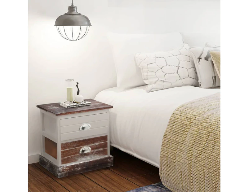 vidaXL Bedside Cabinets 2 pcs Brown and White