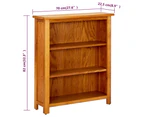 vidaXL 3-Tier Bookcase 70x22.5x82 cm Solid Oak Wood