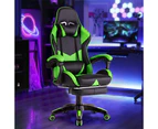 Gaming Office Desk LED Light & Gaming Office Chair Tilt 135°with Footrest Green