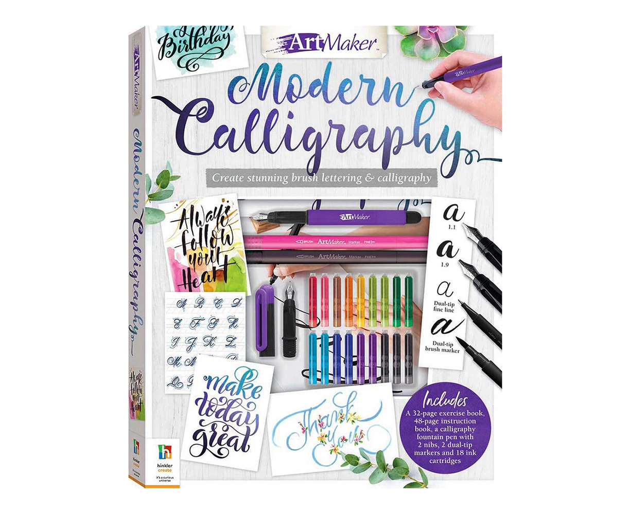 Art Maker Modern Calligraphy Book/Pen/Marker/Ink Kit Art/Craft Activity