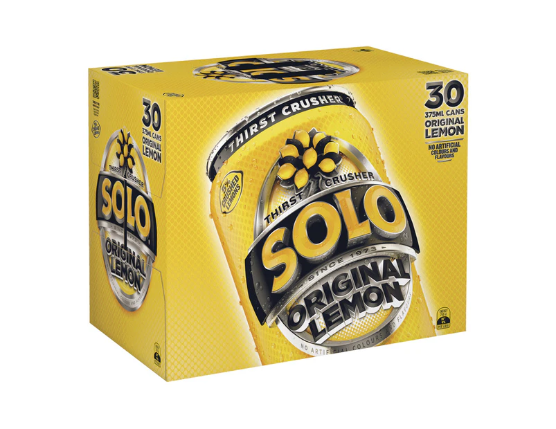 30pc Solo Original Lemon Flavoured Soft Drink Carbonated Soda Cans 375ml