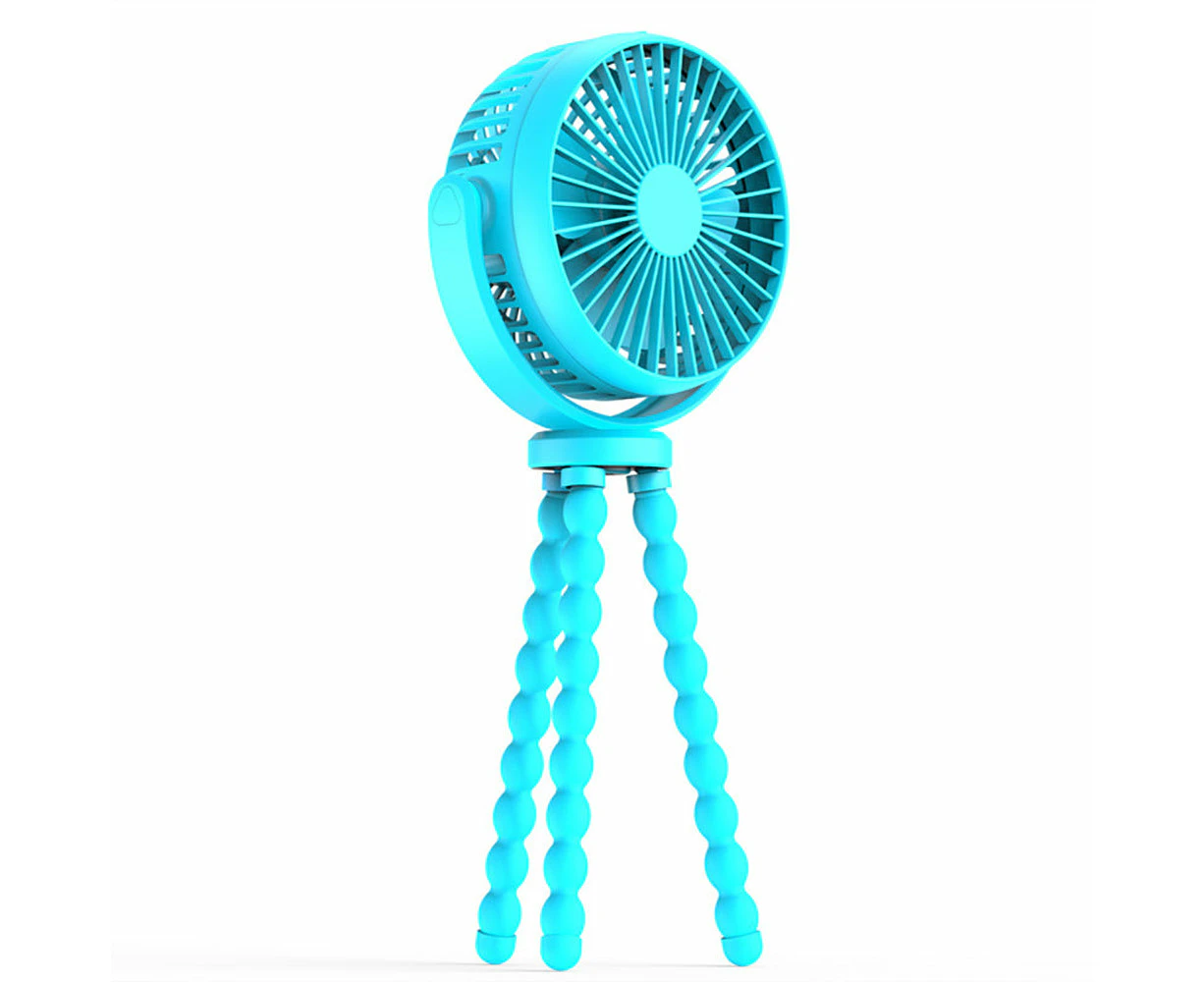 Portable Handheld Mini Stroller Fan with Flexible Tripod - Blue