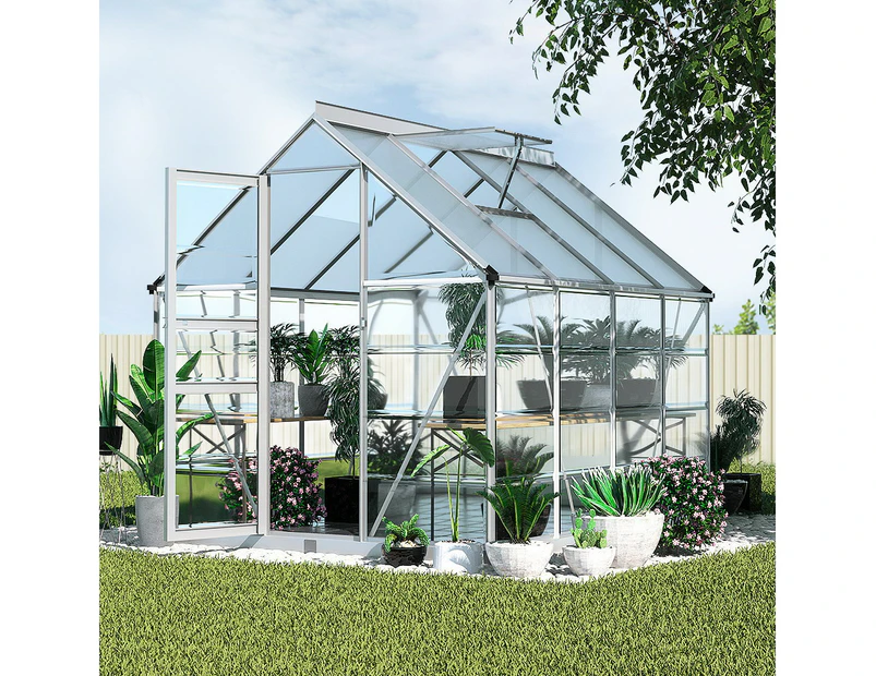 Green Fingers Greenhouse 2.48x1.89x2M Aluminium Polycarbonate Green House Garden Shed