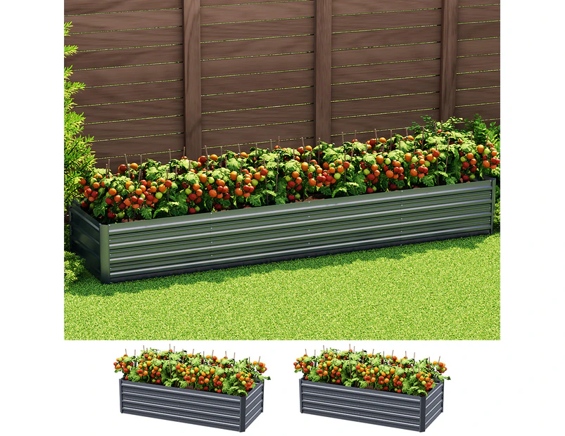 Green Fingers Garden Bed 320X80X45cm Planter Box Raised Container Galvanised Herb